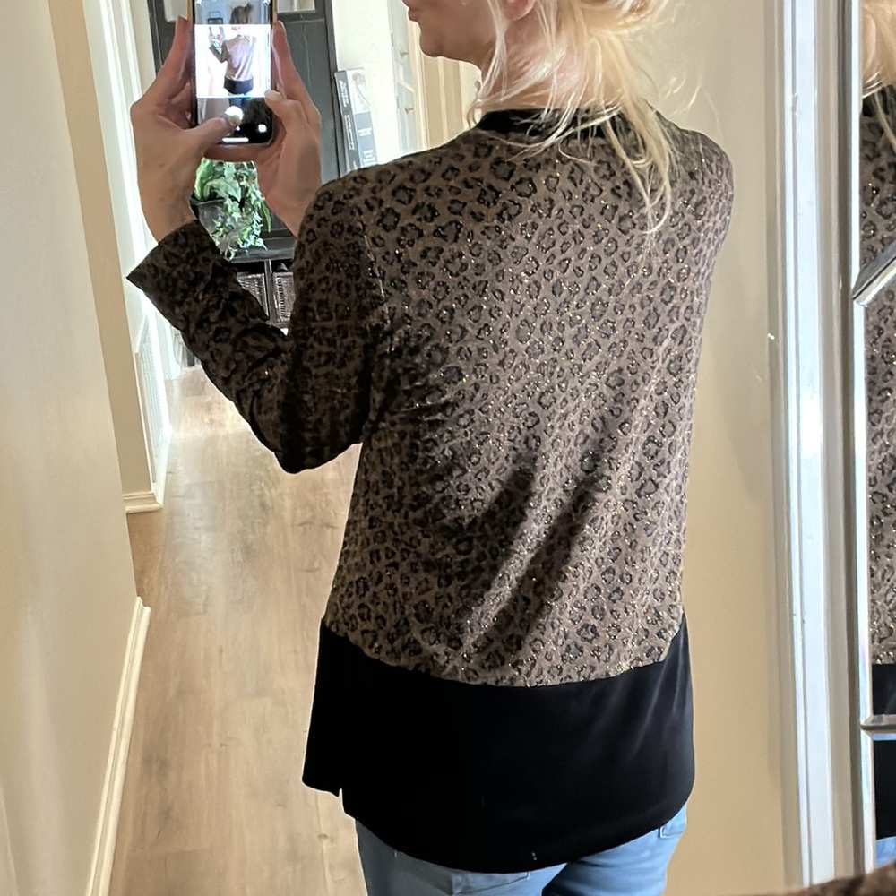 Nina Piccalino Leopard 2 in 1 luxury long sleeve cheetah print tanks w cardigan - Picture 8 of 16